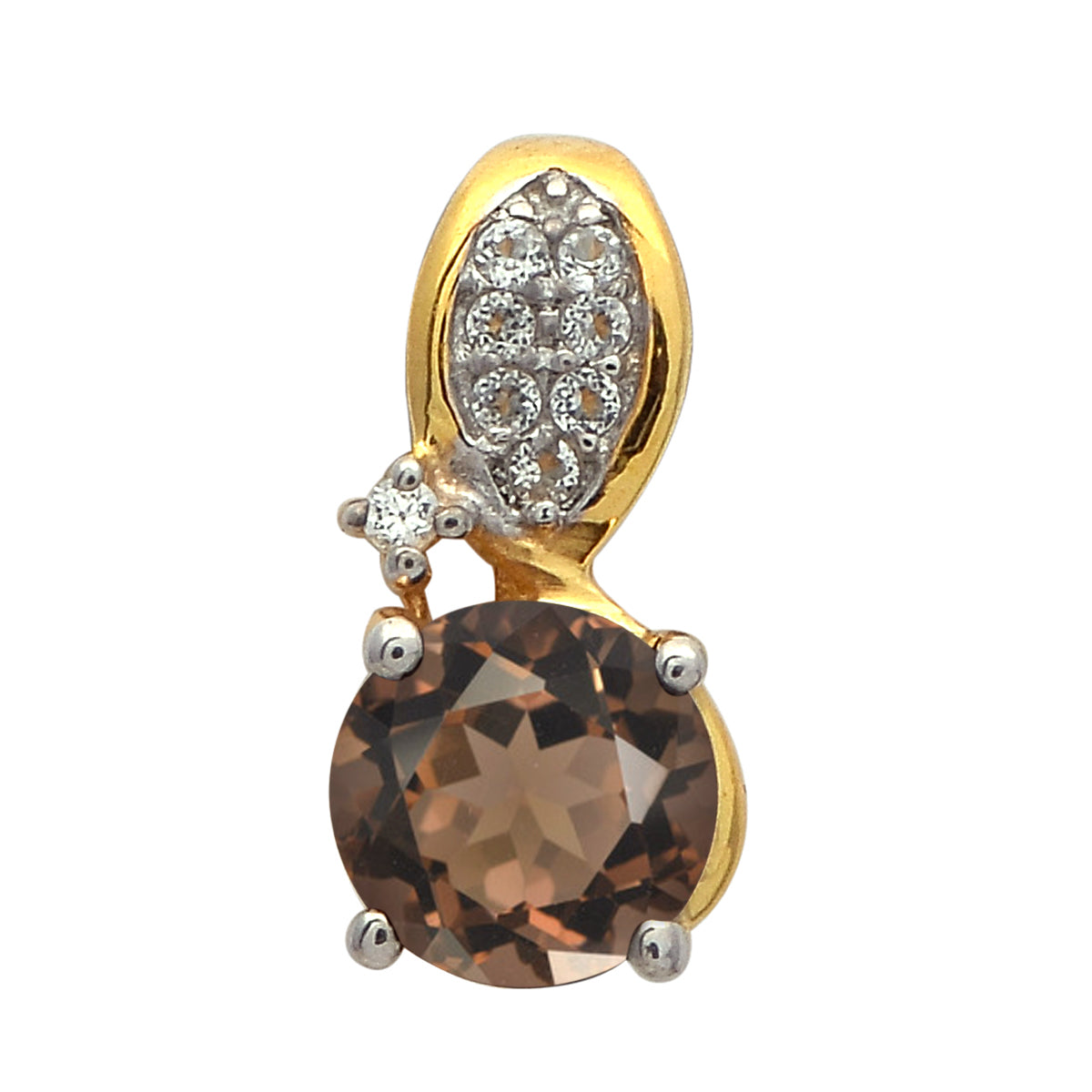 Multi Stone Round Solitaire Pendant - Sterling Silver