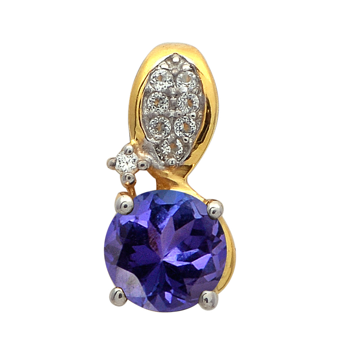 Multi Stone Round Solitaire Pendant - Sterling Silver