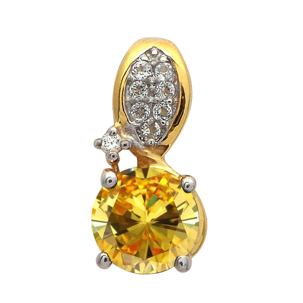 Multi Stone Round Solitaire Pendant - Sterling Silver