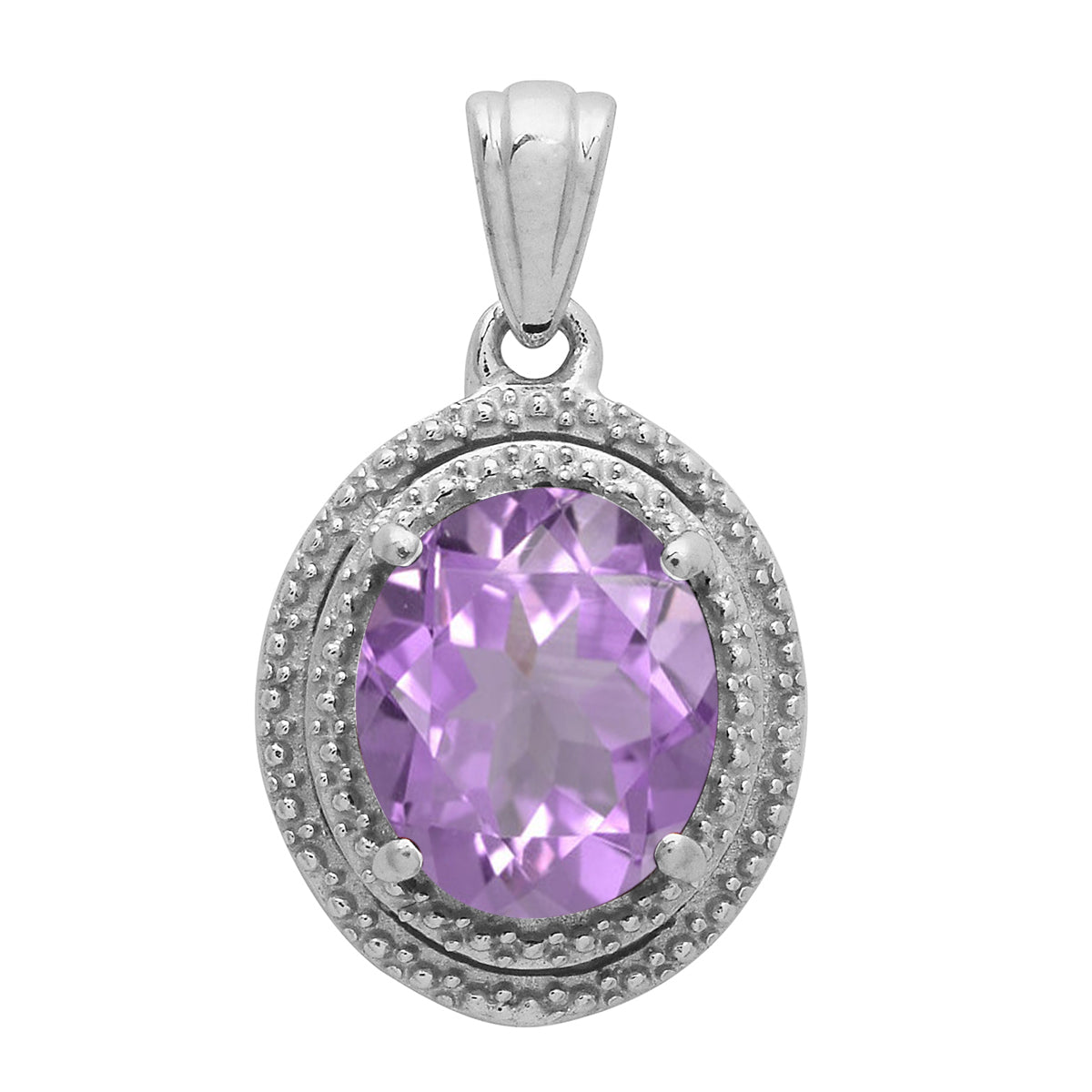 Multi Stone Oval Cut Solitaire Pendant - Sterling Silver