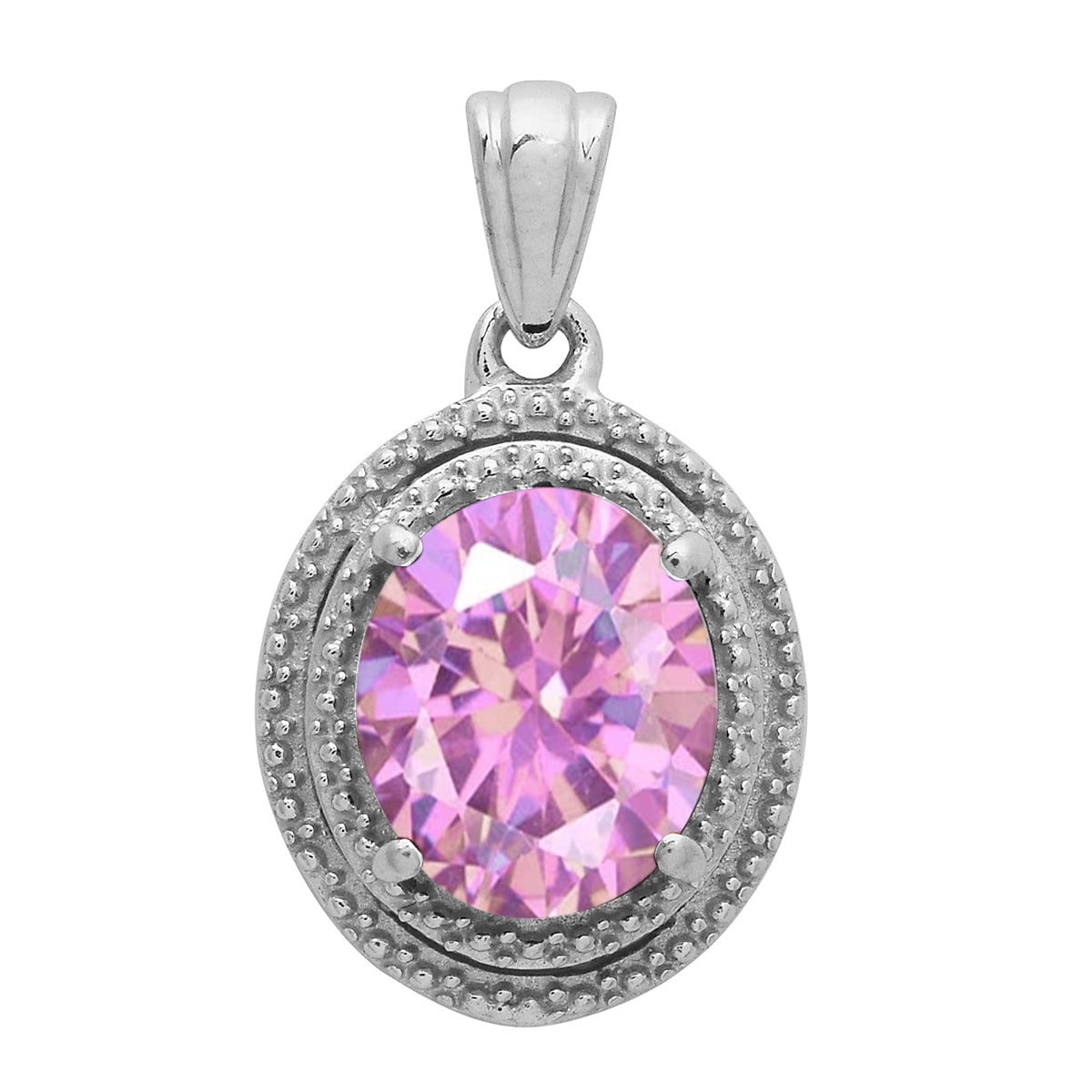 Multi Stone Oval Cut Solitaire Pendant - Sterling Silver