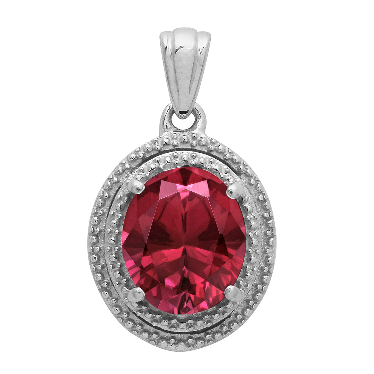 Multi Stone Oval Cut Solitaire Pendant - Sterling Silver