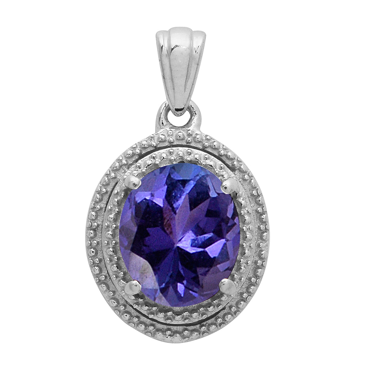 Multi Stone Oval Cut Solitaire Pendant - Sterling Silver