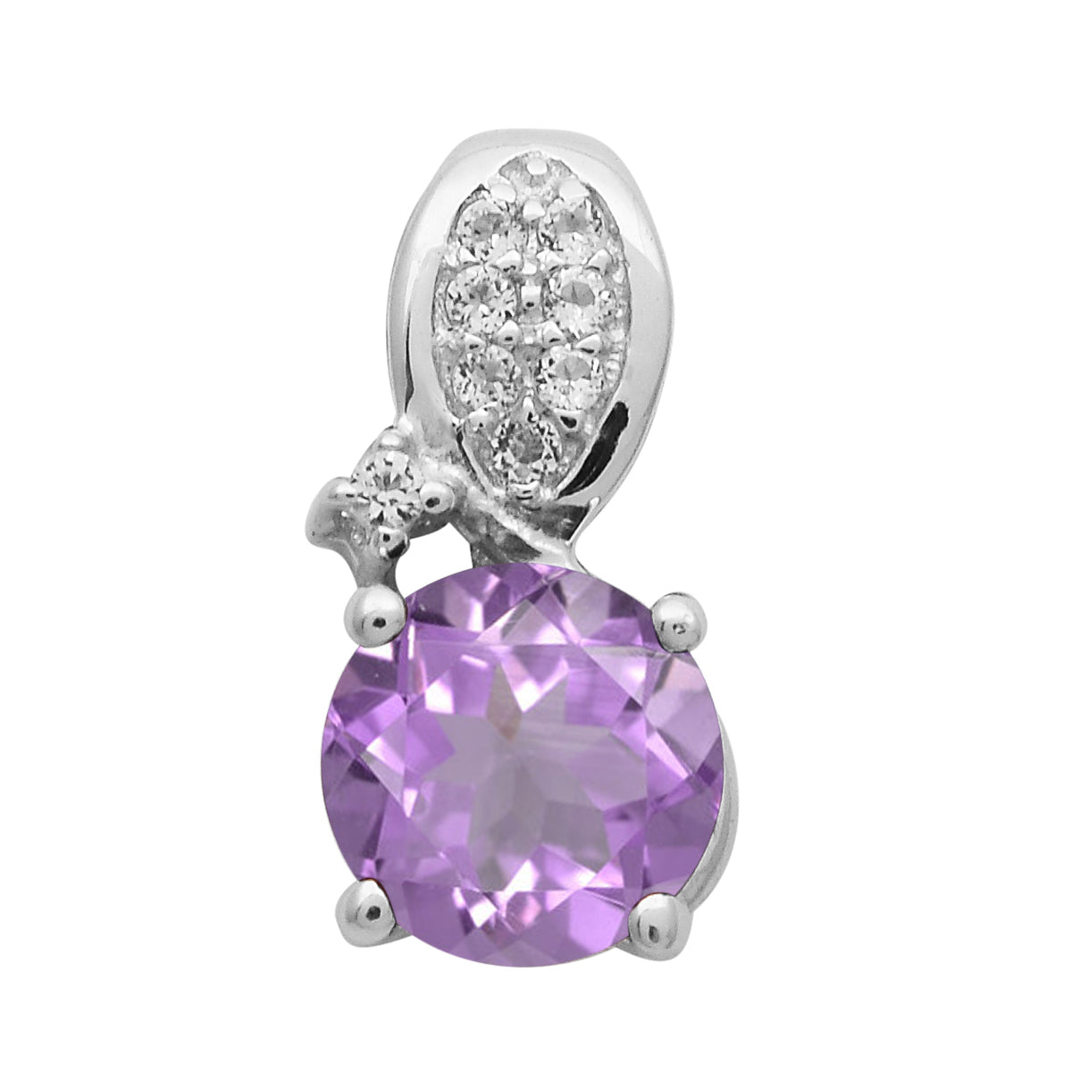 Multi Stone Round Solitaire Pendant - Sterling Silver
