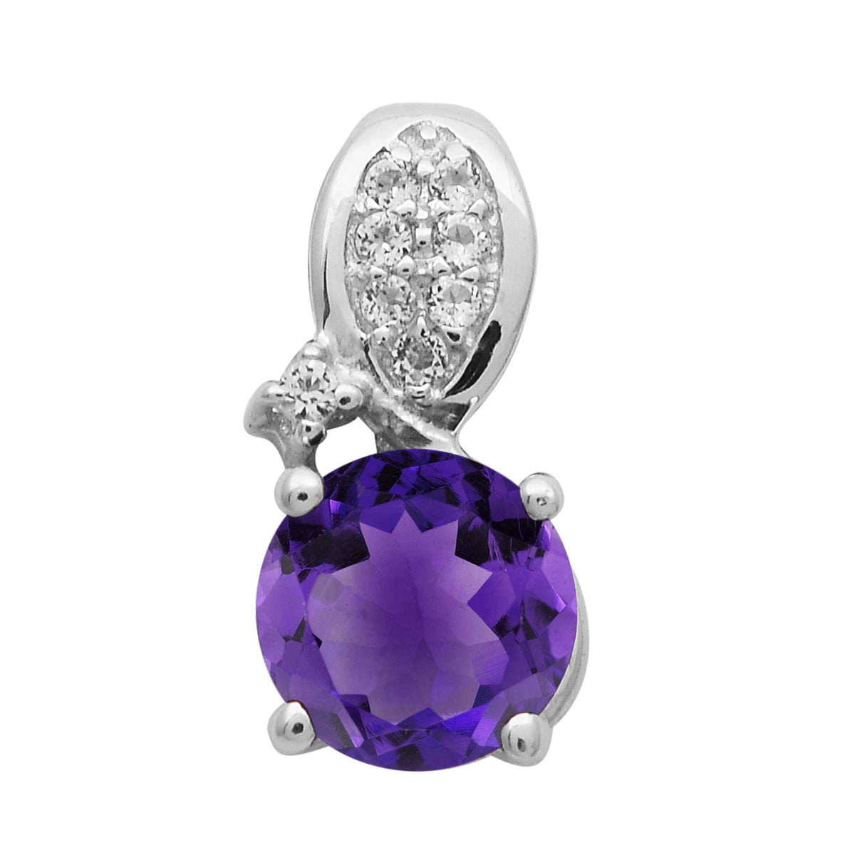 Multi Stone Round Solitaire Pendant - Sterling Silver
