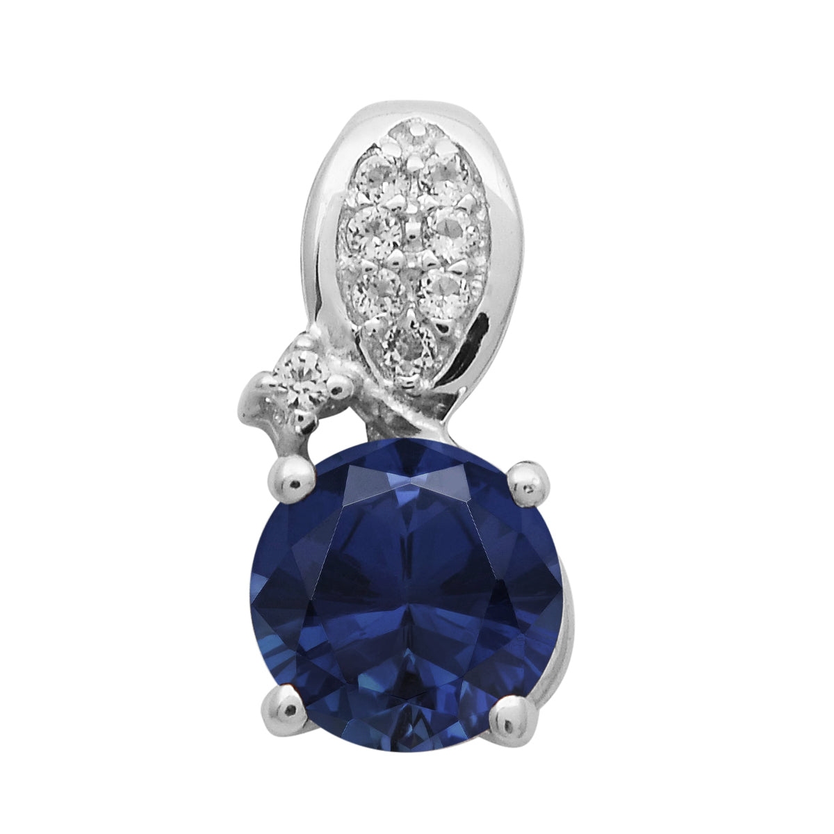 Multi Stone Round Solitaire Pendant - Sterling Silver