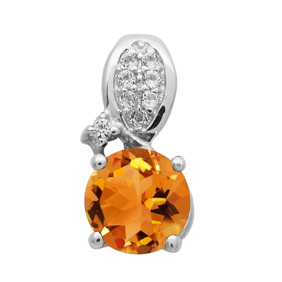 Multi Stone Round Solitaire Pendant - Sterling Silver