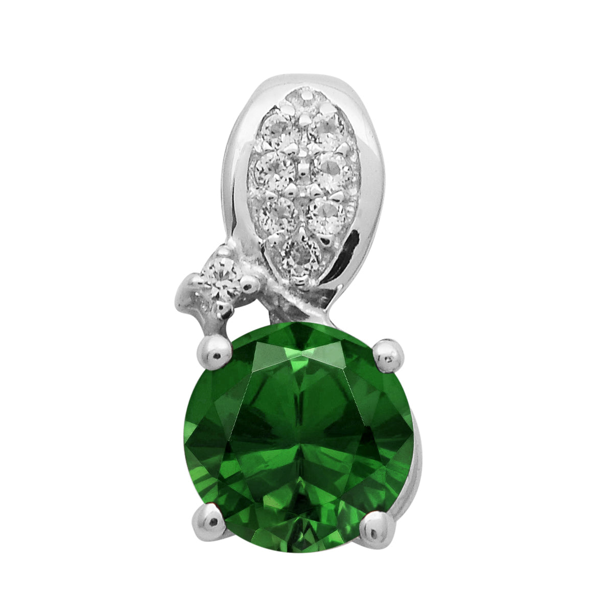 Multi Stone Round Solitaire Pendant - Sterling Silver