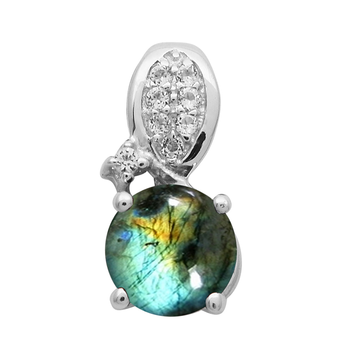 Multi Stone Round Solitaire Pendant - Sterling Silver