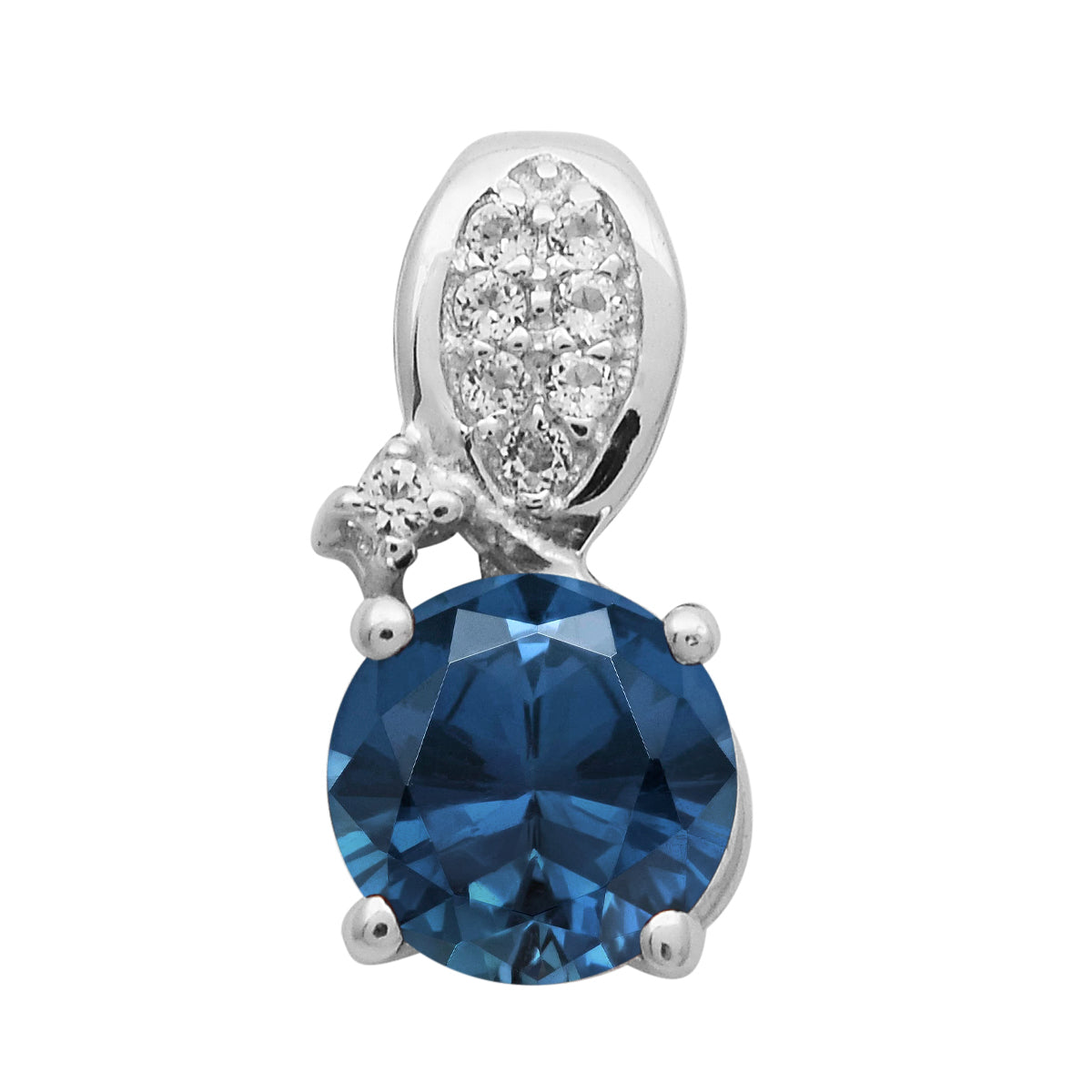 Multi Stone Round Solitaire Pendant - Sterling Silver
