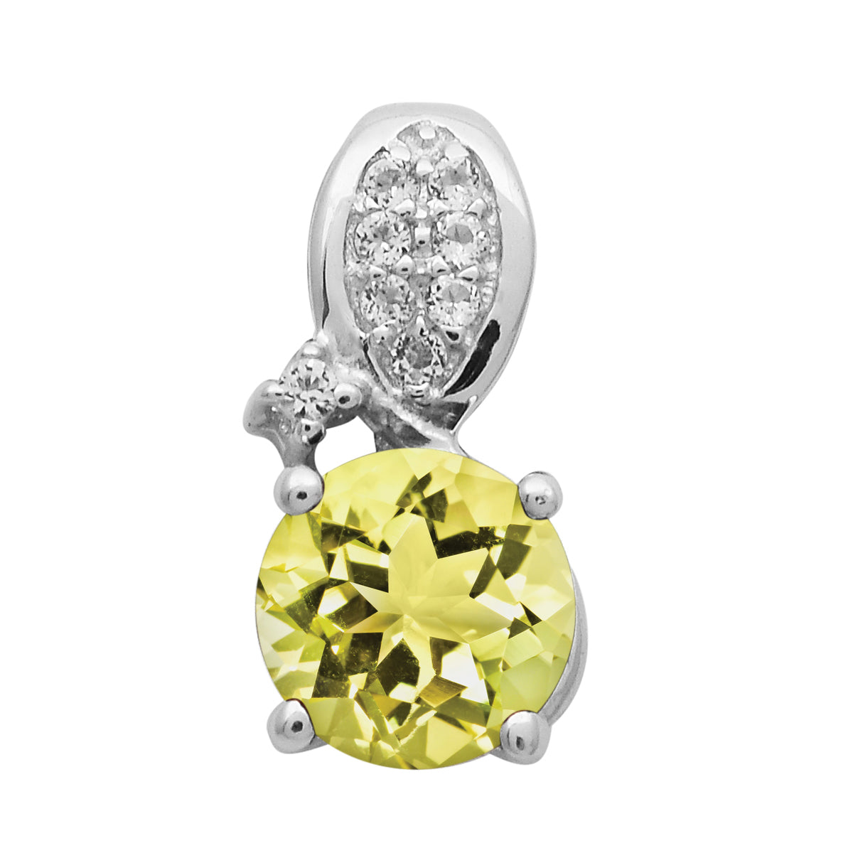 Multi Stone Round Solitaire Pendant - Sterling Silver