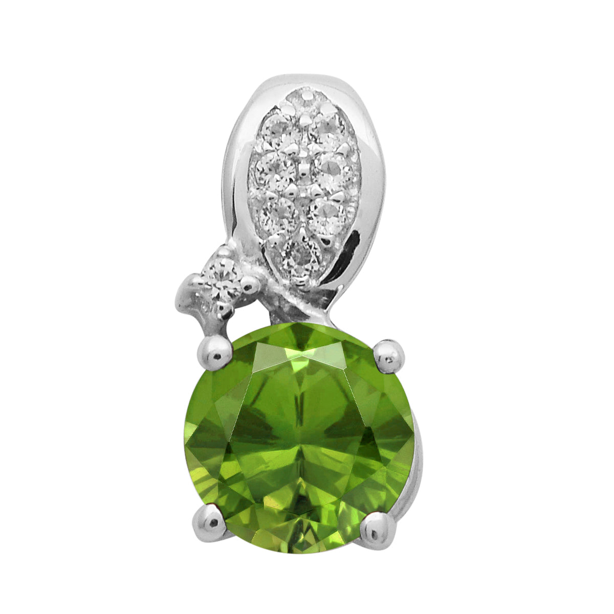 Multi Stone Round Solitaire Pendant - Sterling Silver