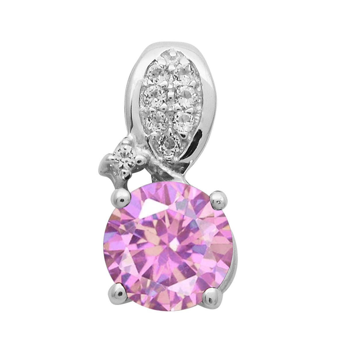 Multi Stone Round Solitaire Pendant - Sterling Silver