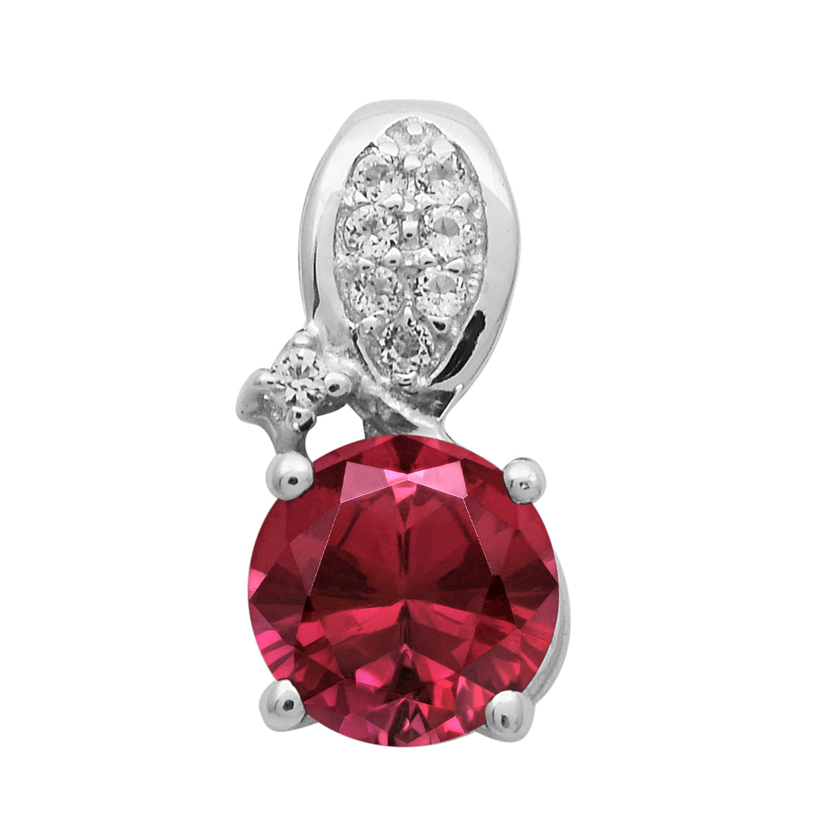 Multi Stone Round Solitaire Pendant - Sterling Silver