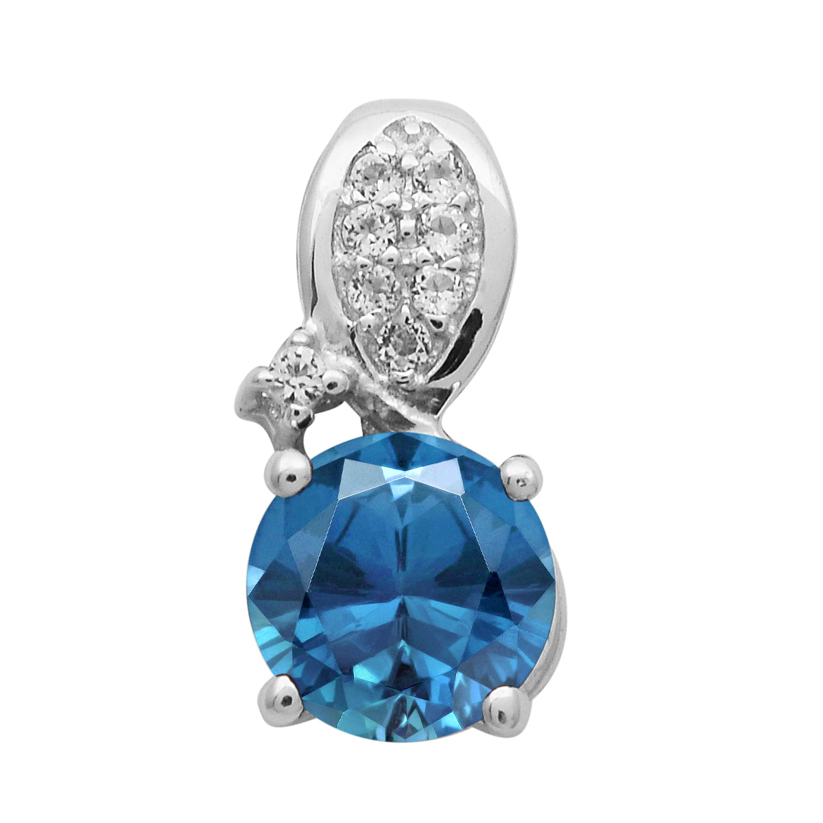 Multi Stone Round Solitaire Pendant - Sterling Silver
