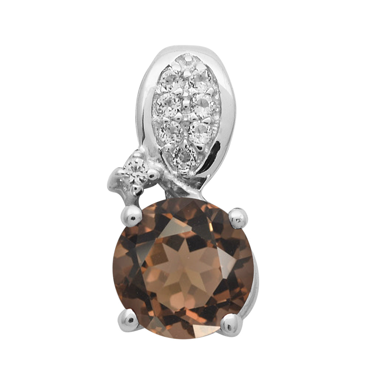 Multi Stone Round Solitaire Pendant - Sterling Silver
