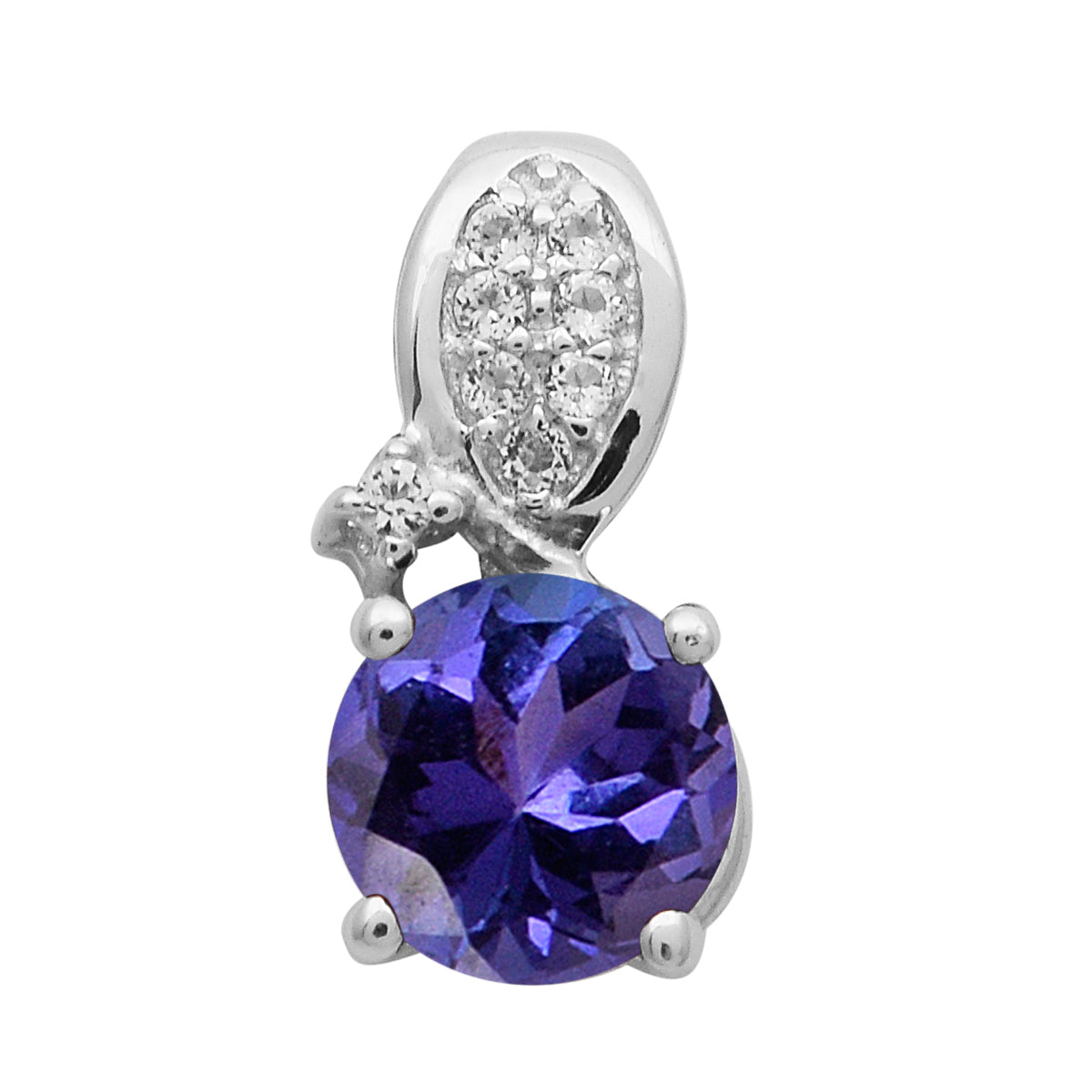 Multi Stone Round Solitaire Pendant - Sterling Silver