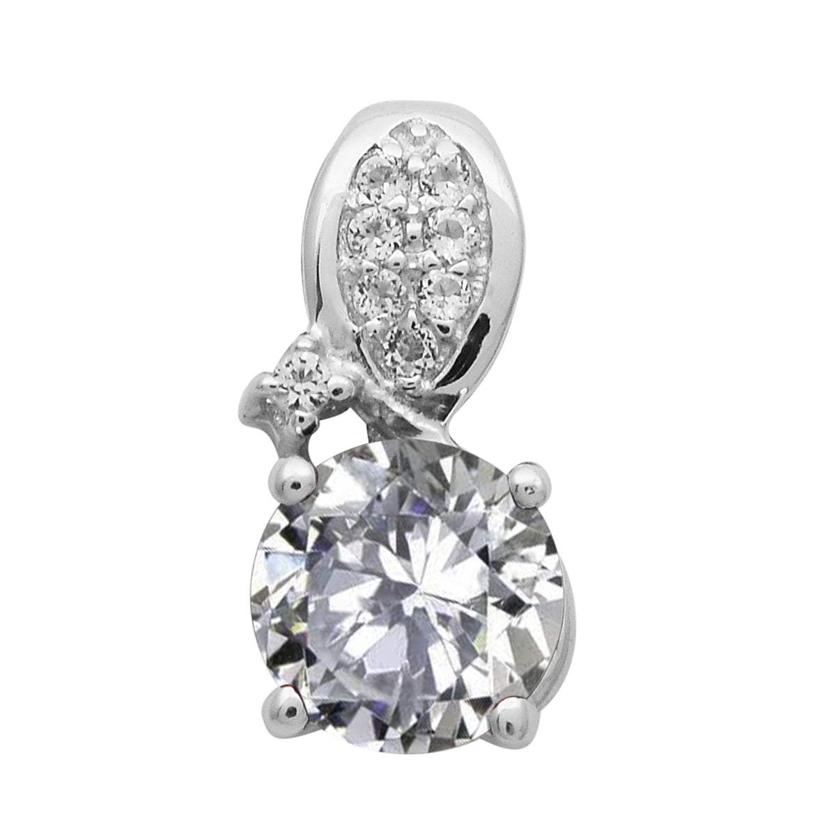 Multi Stone Round Solitaire Pendant - Sterling Silver
