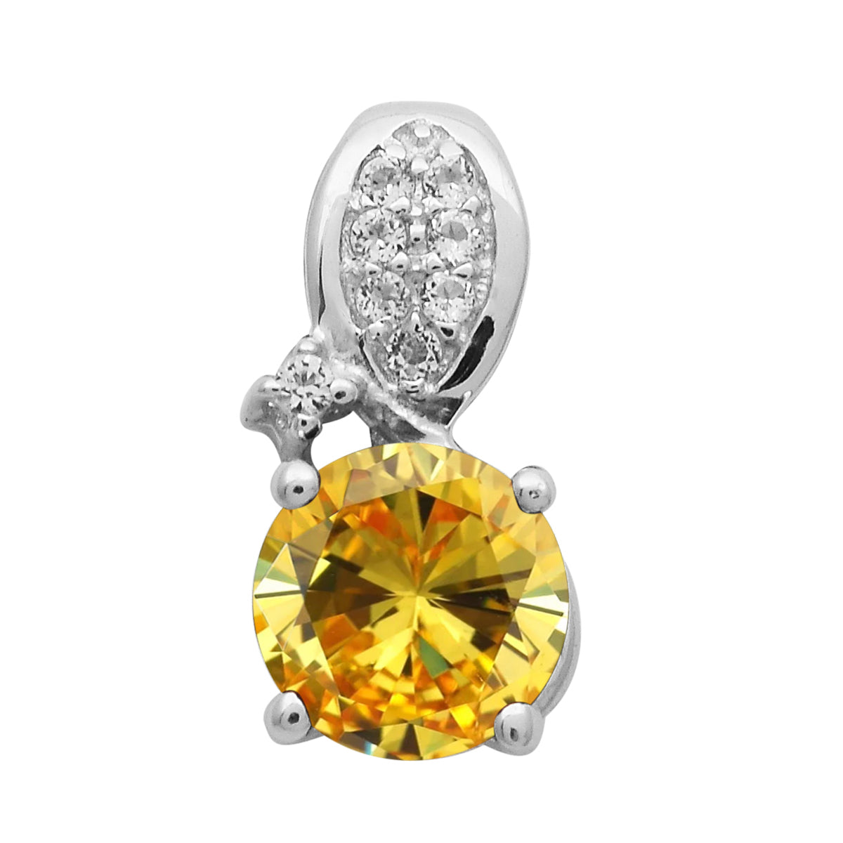 Multi Stone Round Solitaire Pendant - Sterling Silver