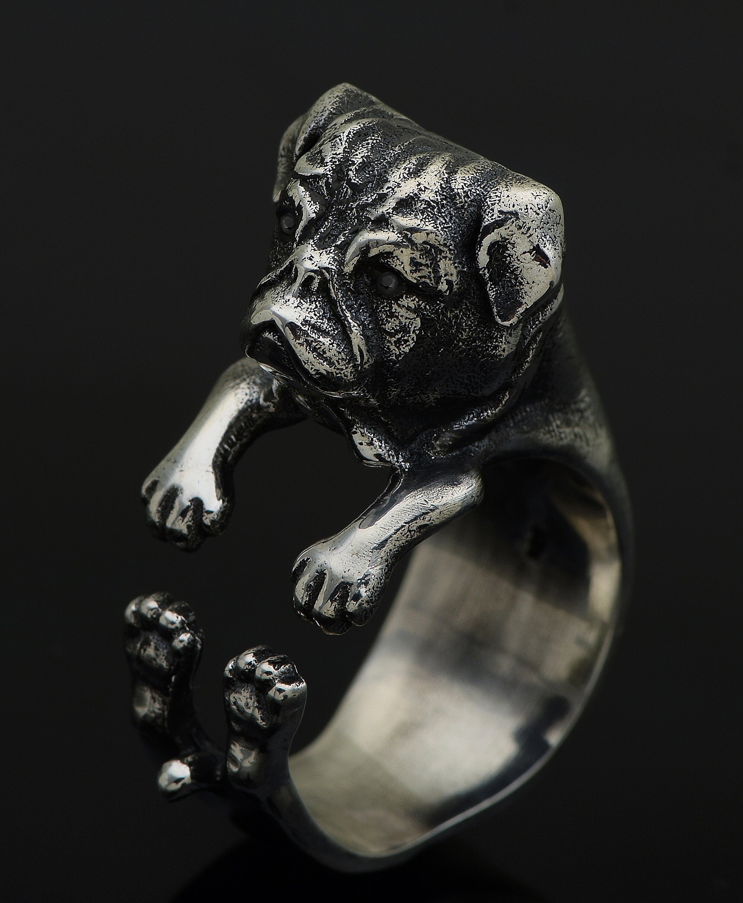 Bulldog Biker Ring - Sterling Silver