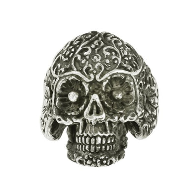 Gothic Flower Skull Tattoo Ring