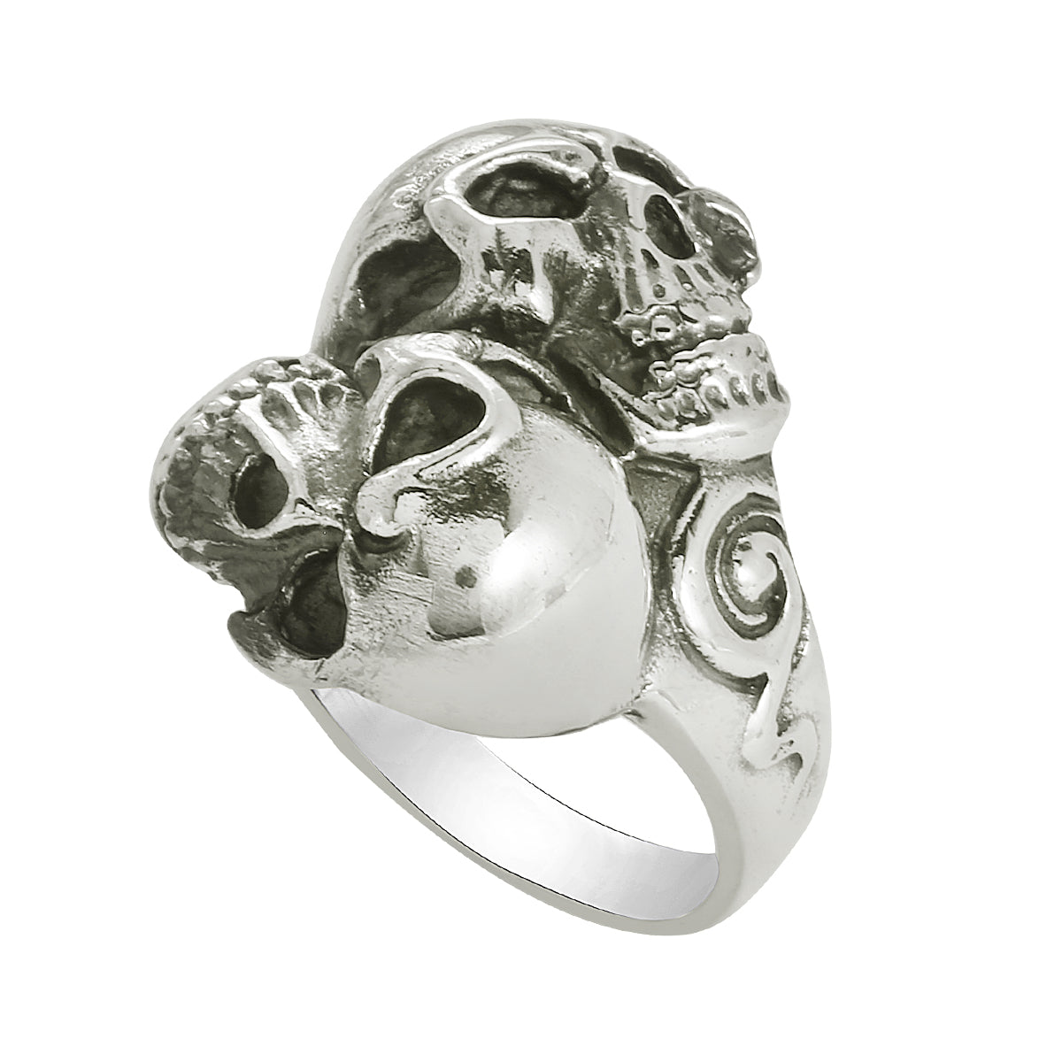 Biker Double Skull Ring