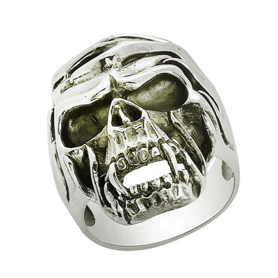Skeleton Open Jaw Biker Ring