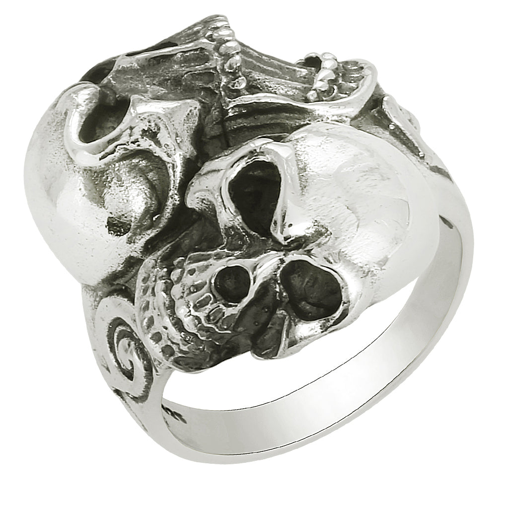 Biker Double Skull Ring