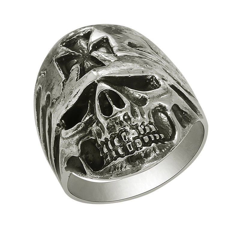 Sterling Silver Biker Skull And Bones Ring – Biker Jewelry Club & Sinister  Silver Co.