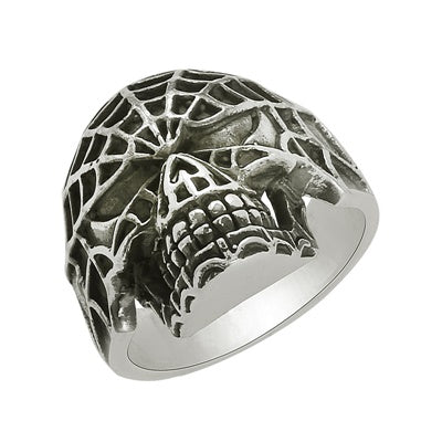 Anello con teschio a testa di ragno