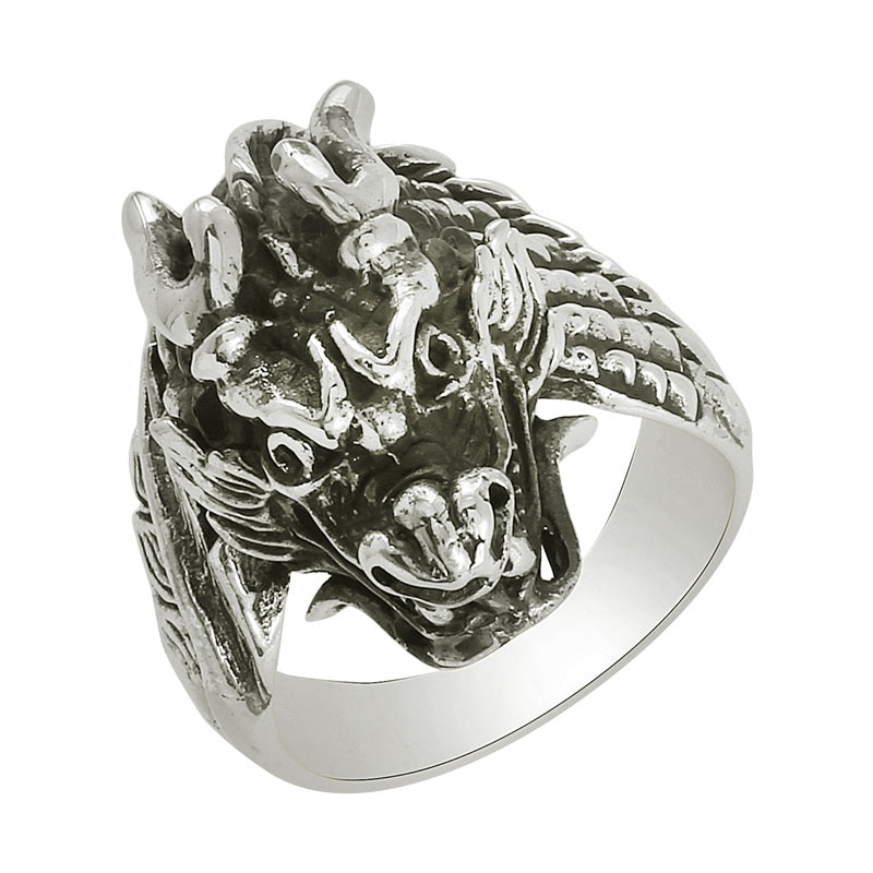 Chinese Dragon Ring in Sterling Silver or Antique Bronze – Le Dragon Argenté