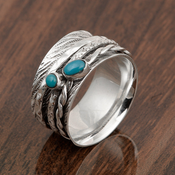 925 Sterling Silver Spinner Turquoise Ring