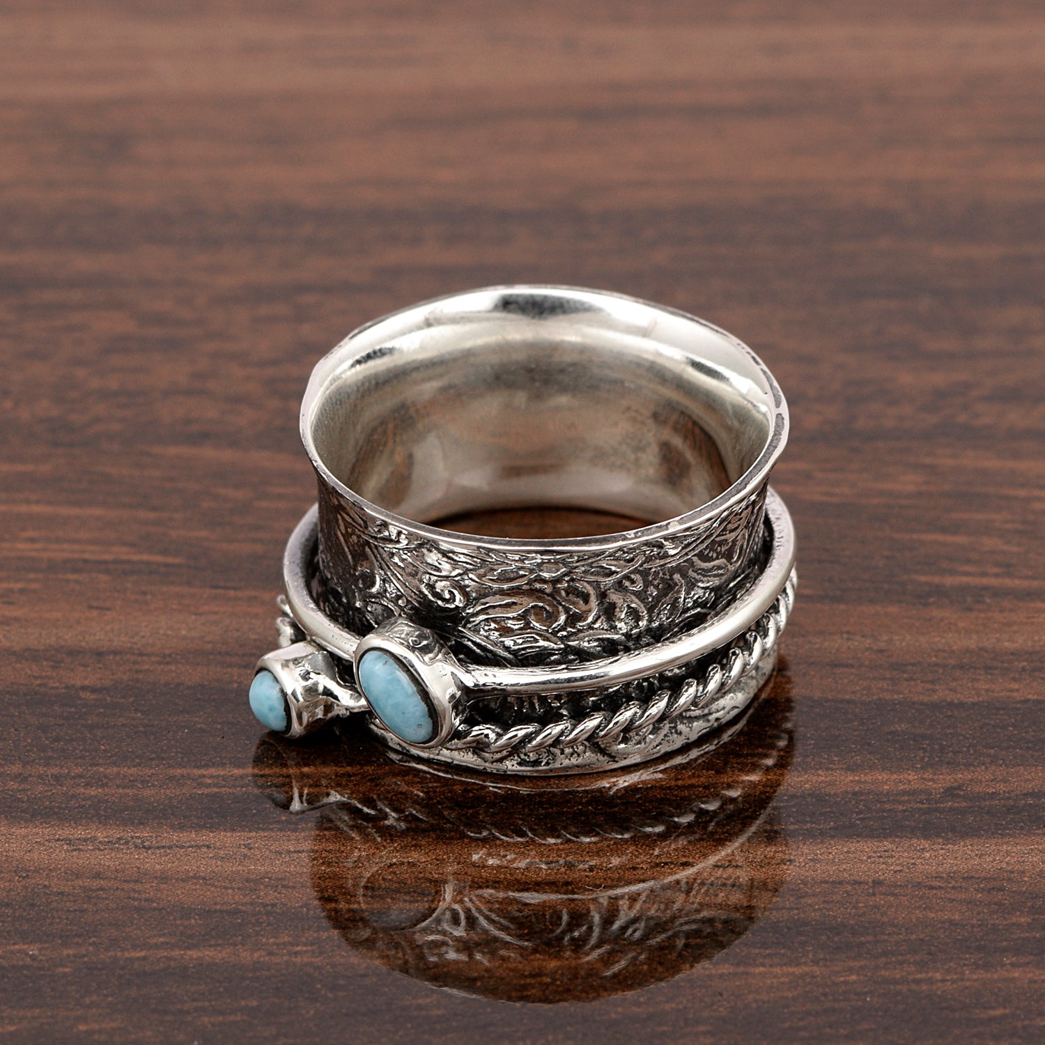 Larimar Spinner Ring – Sterling Silver