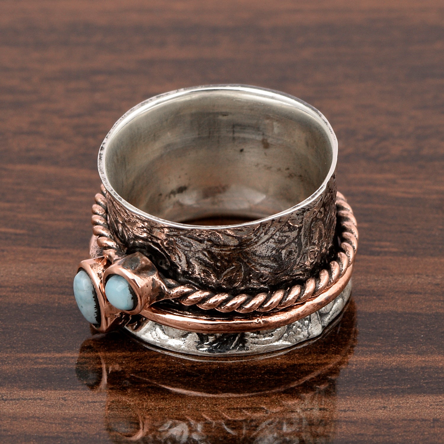 Larimar Spinner Ring – Sterling Silver