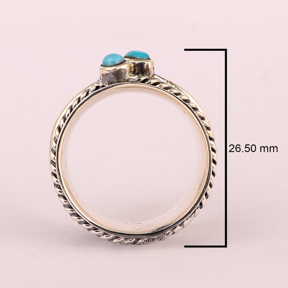 925 Sterling Silver Dual Band Spinner Turquoise Ring