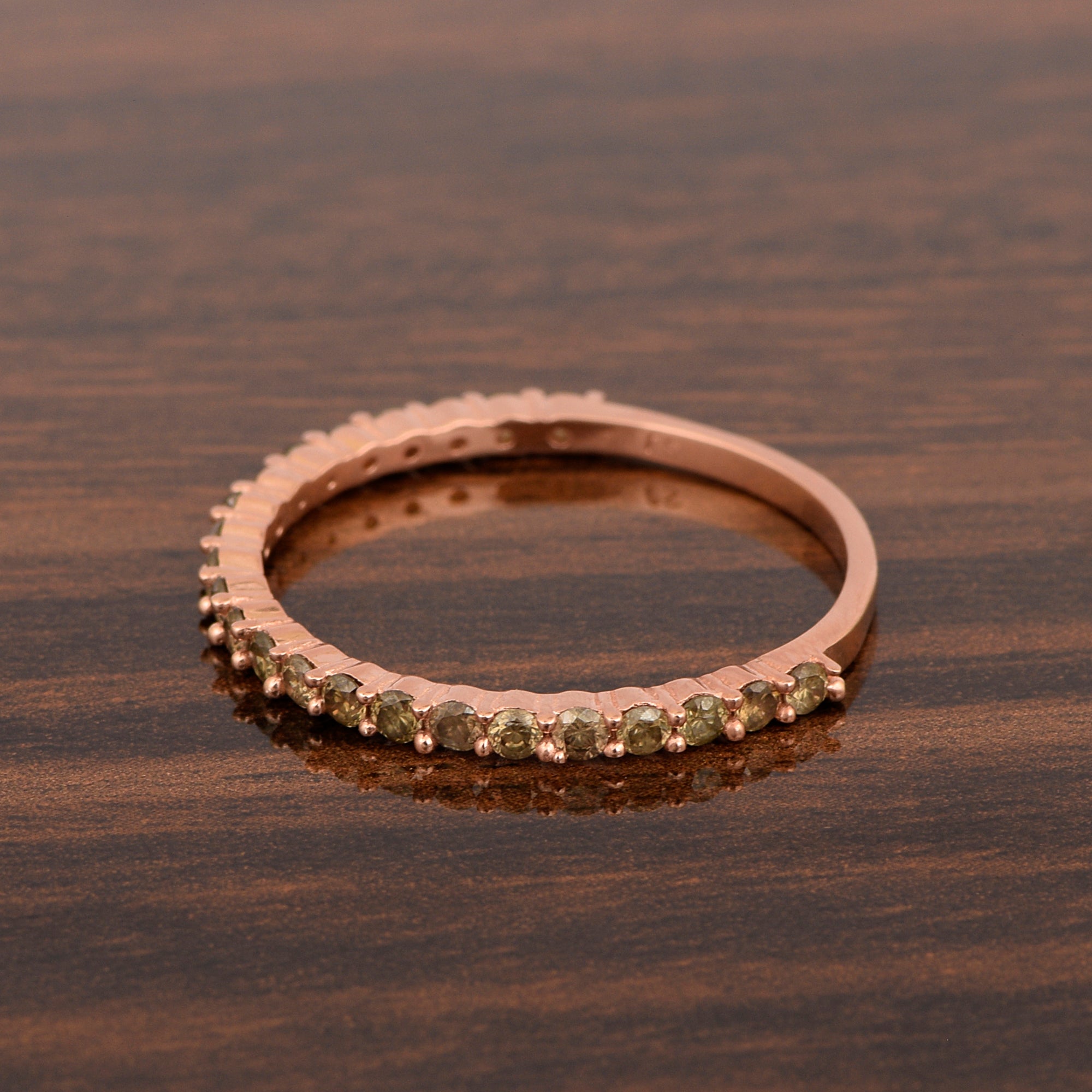 Champagne Diamond Eternity Band Ring - Sterling Silver