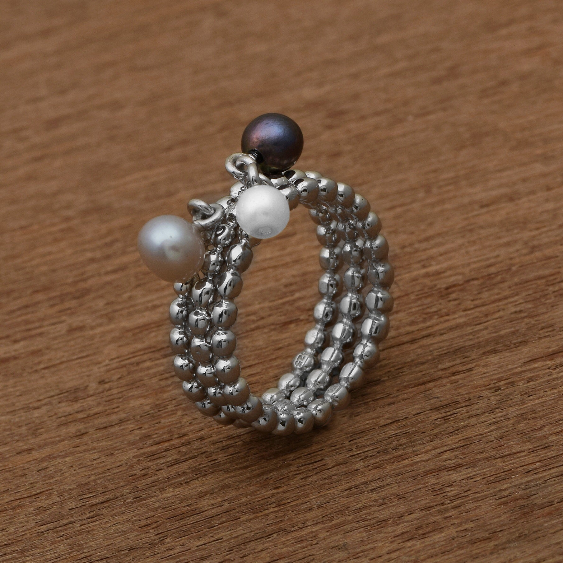 Multi Pearl Stackable Ring - Sterling Silver