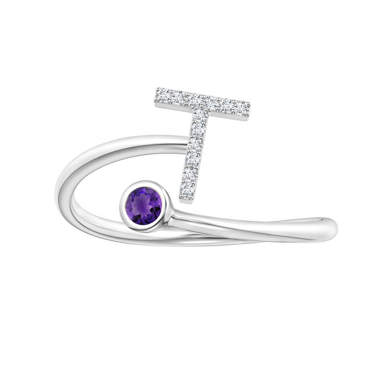 Initials Amethyst Alphabet Ring