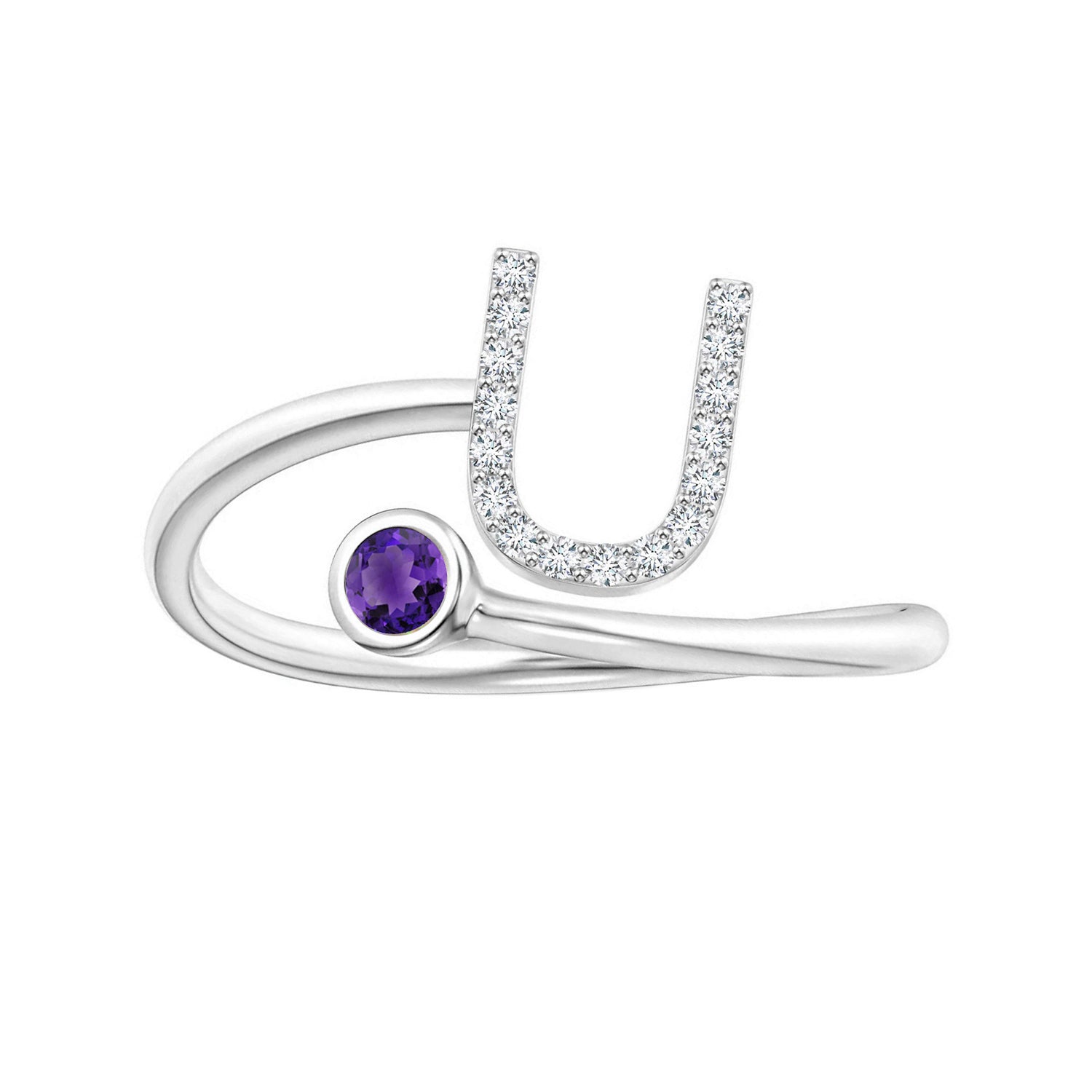 Initials Amethyst Alphabet Ring