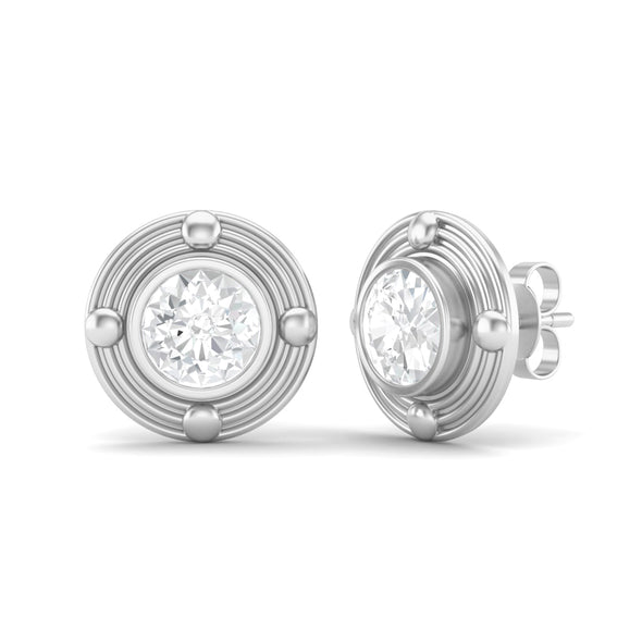 6mm Round Shape Moissanite Diamond Stud Earrings in 925 Sterling Silver
