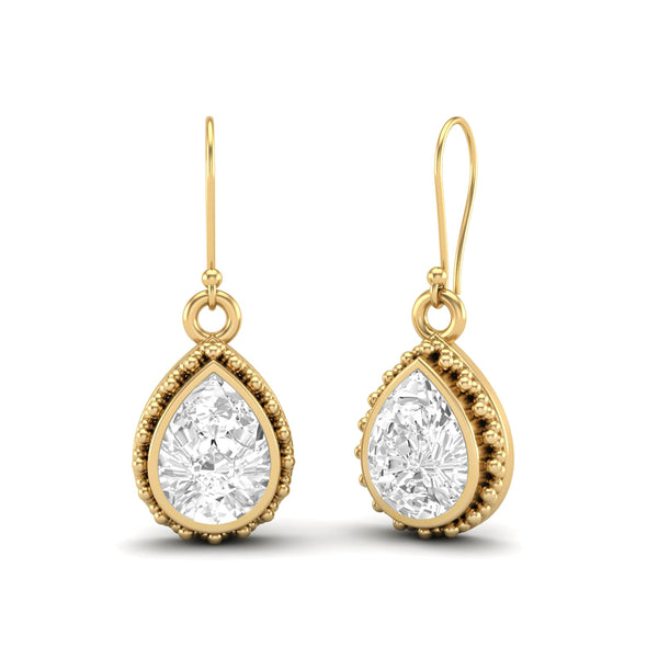 7x5mm Pear Shape Moissanite Diamond 925 Sterling Silver Wire Hook Earrings