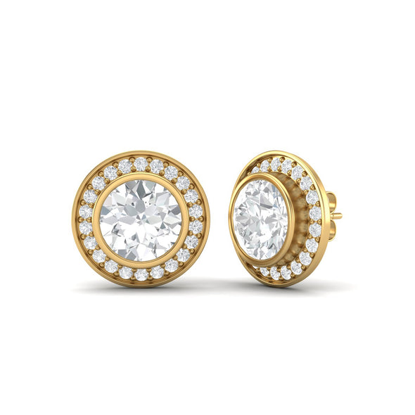 7mm Round Cut Solitaire Moissanite Diamond Stud Earrings in 925 Sterling Silver