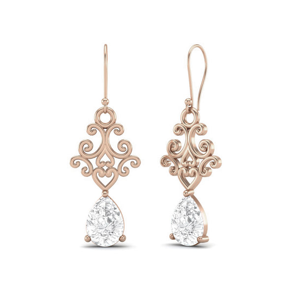 7x5 MM Pear Shape Moissanite Diamond 925 Sterling Silver Dangle Wire Earring