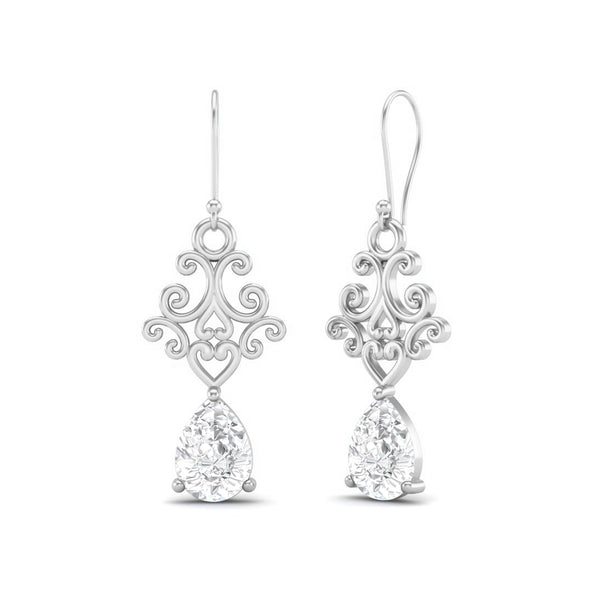 7x5 MM Pear Shape Moissanite Diamond 925 Sterling Silver Dangle Wire Earring