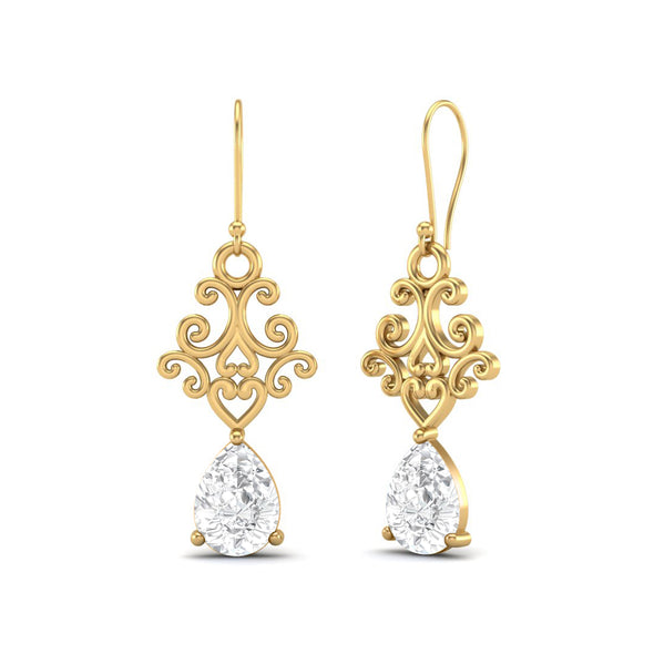 7x5 MM Pear Shape Moissanite Diamond 925 Sterling Silver Dangle Wire Earring