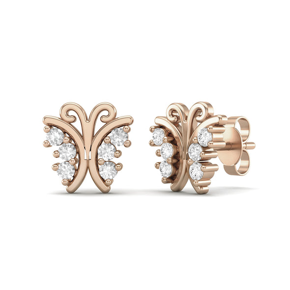 0.24 Ctw Moissanite Diamond 925 Sterling Silver Dainty Butterfly Stud Earring