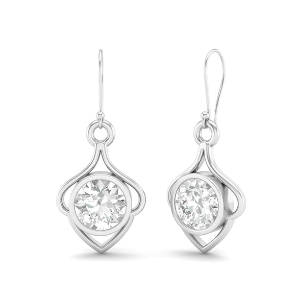 6MM Round Natural Moissanite Diamond 925 Sterling Silver Women Engagement Earrings