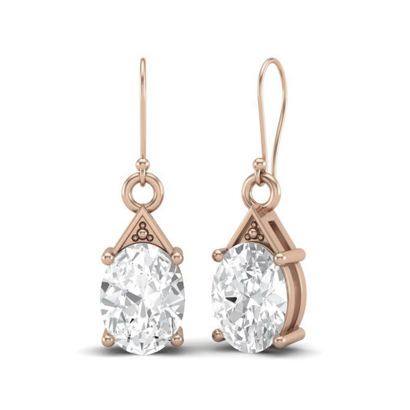 8x6 MM Oval Natural Moissanite Diamond 925 Sterling Silver Dangle Wedding Earrings