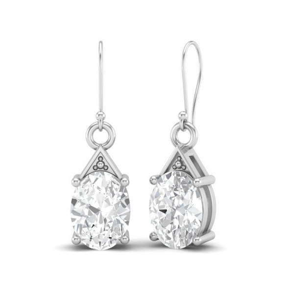 8x6 MM Oval Natural Moissanite Diamond 925 Sterling Silver Dangle Wedding Earrings