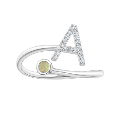 Initials Ethiopian Opal Alphabet Ring